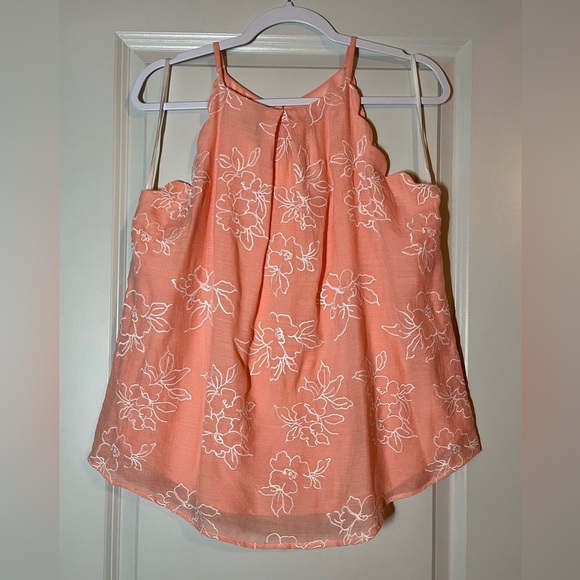 BCX | Embroidered Sleeveless Halter Top in Coral Size Large - Picture 2 of 6